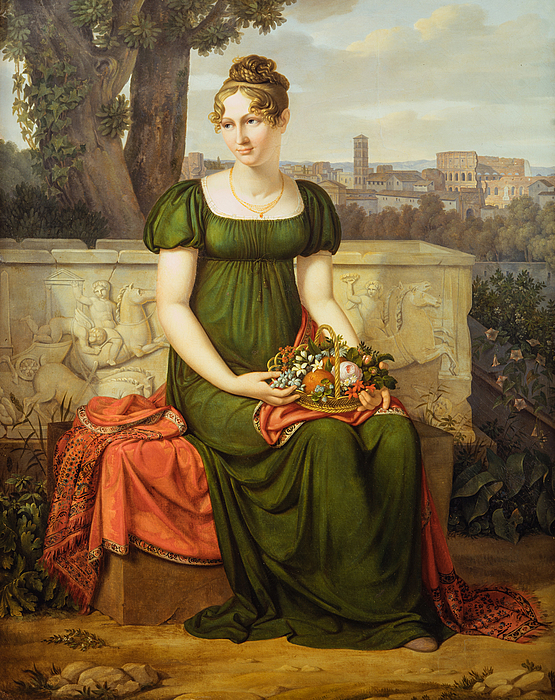 J.L. Lund: Portræt af Ida Brun med udsigt til Rom i baggrunden