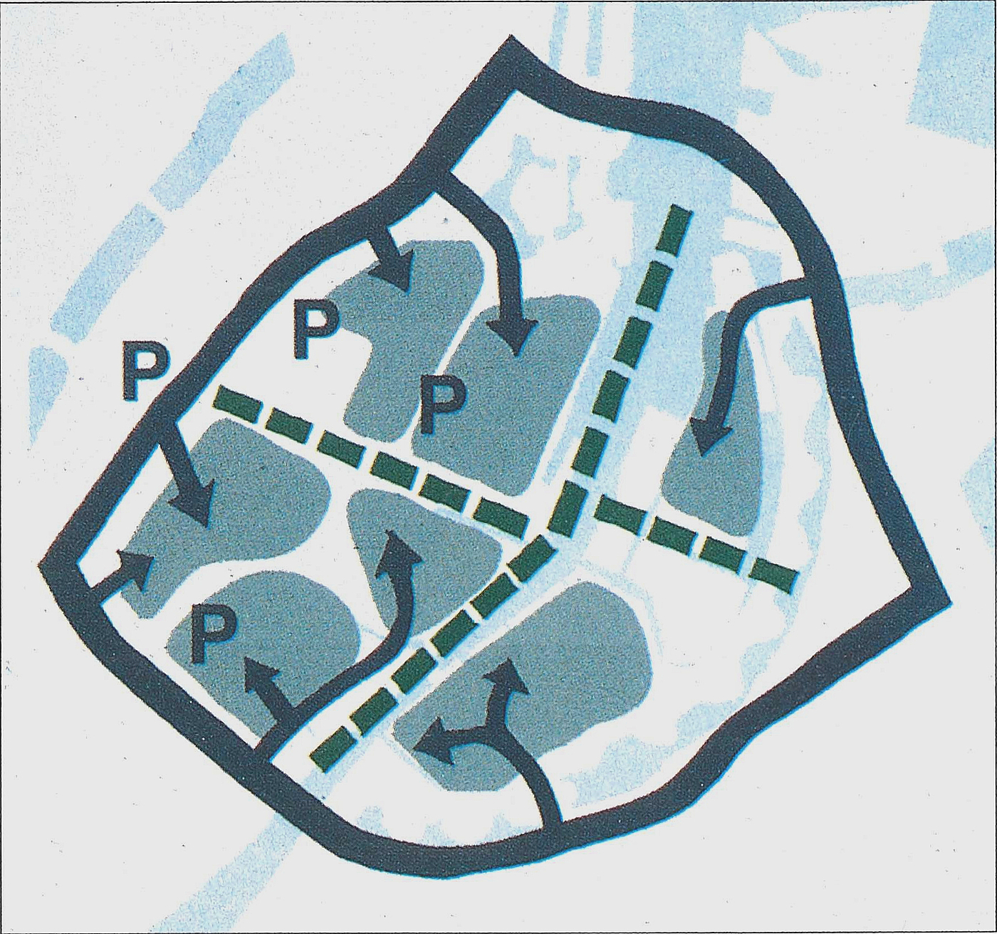 Opdeling af Indre By i Trafikzoner samt P-anlæg. 1997