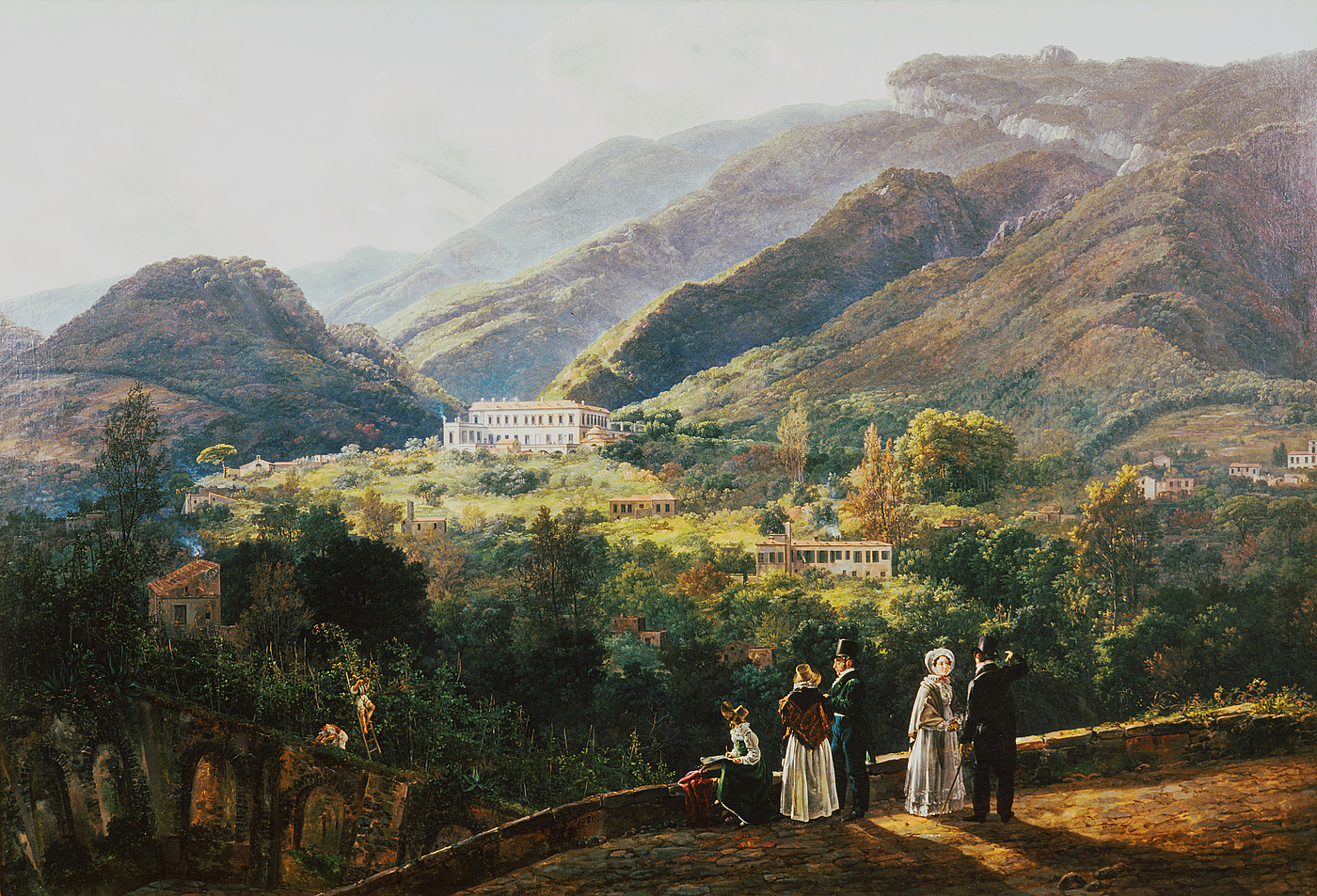 J.C. Dahl: Landskab med Quisisana og det kongelige selskab, 1820