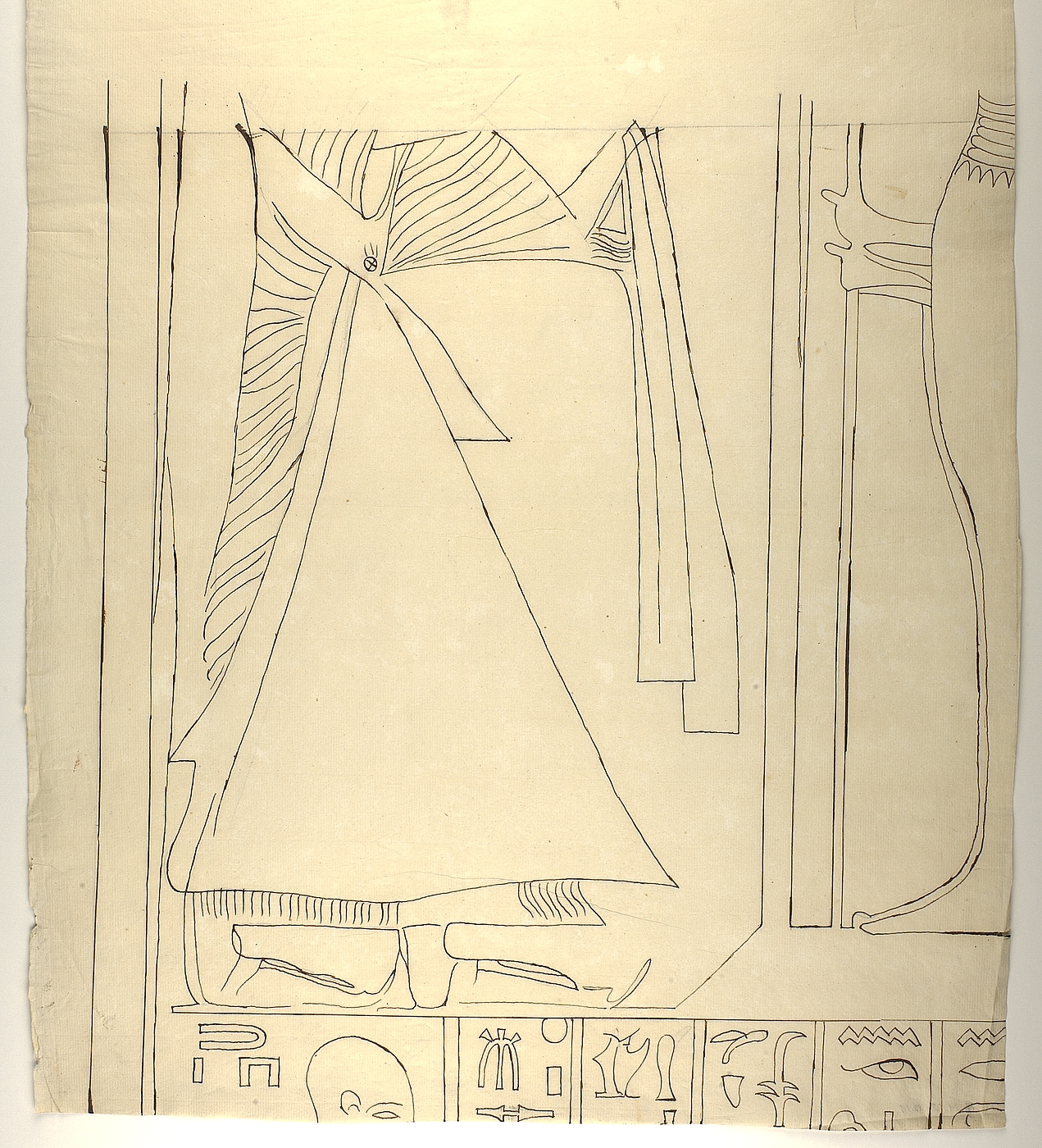Motiv med figurer og hieroglyffer, midterste venstre parti