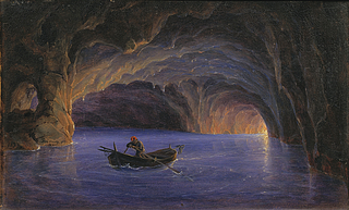 Ferdinand Christian Friedrich Thöming: Die Blaue Grotte auf Capri, 1833 - Copyright gehört Thorvaldsens Museum