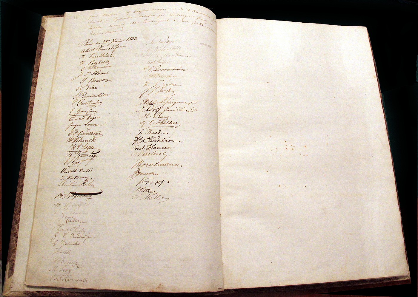 Thorvaldsens signatur ved stiftelsen af Skandinavisk Forening i Rom, 28.1.1833