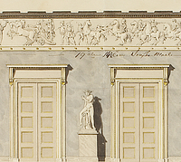 Interiør på Christiansborg med forslag til anbringelse af Thorvaldsens Alexanderfrise