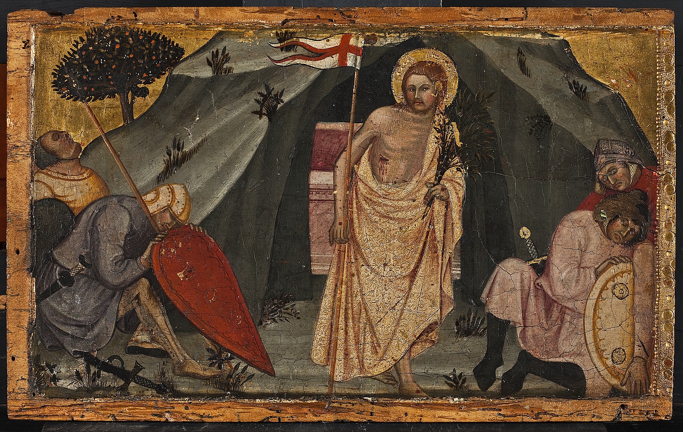Opstandelsen fra predella med fremstillinger af Maria Magdalena, Kristus i Gethsemane, Korsfæstelsen, Opstandelsen og Sankt Catharina