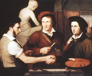 Wilhelm Schadow, Bertel Thorvaldsen og brødrene Schadow i Rudolf Schadows atelier 1818