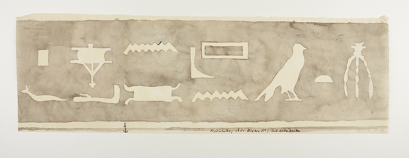 Hieroglyfindskrift, første brudstykke fra bagsidens højre side
