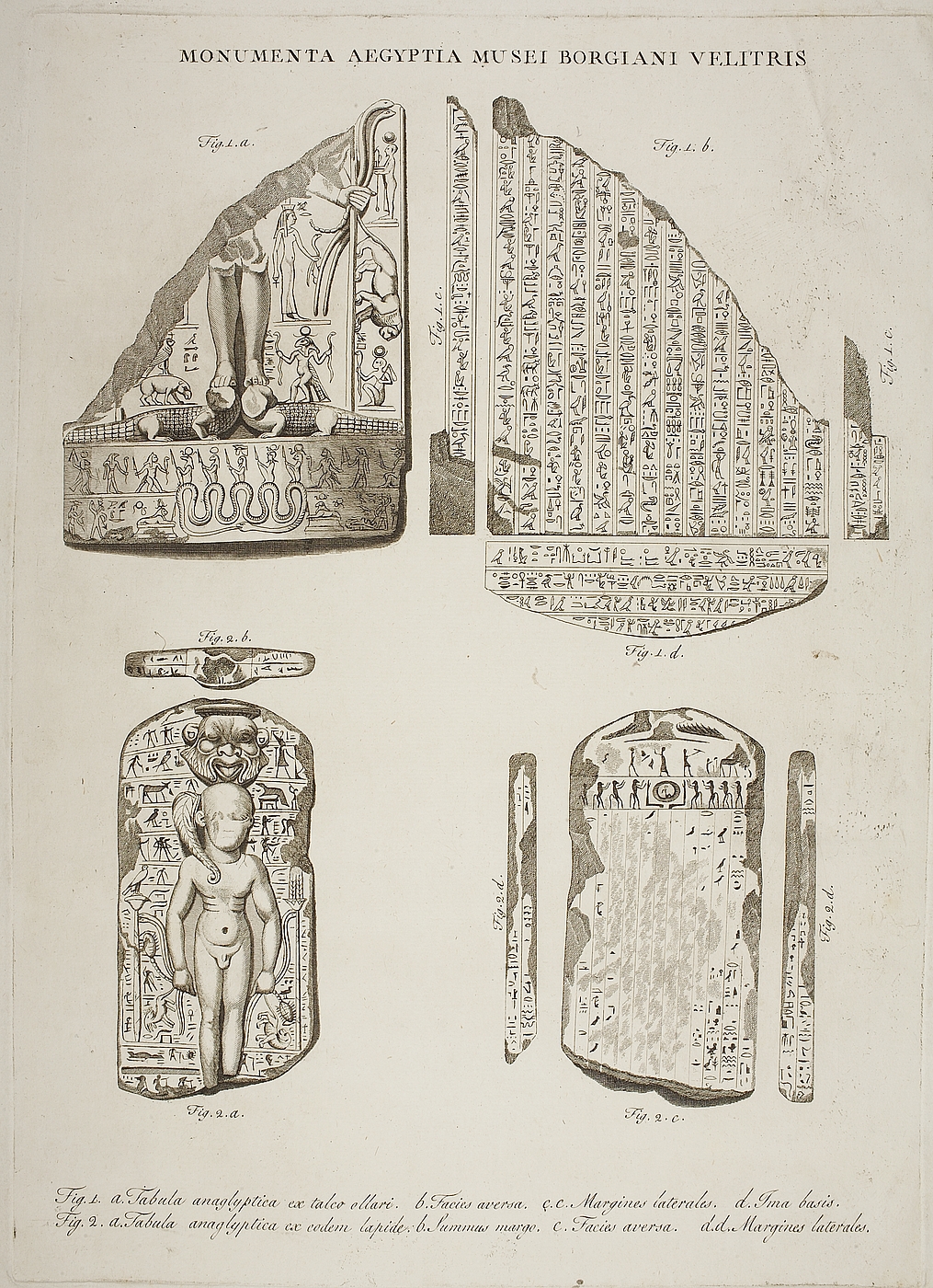 Fragmenter af relieffer med figurer og hieroglyffer