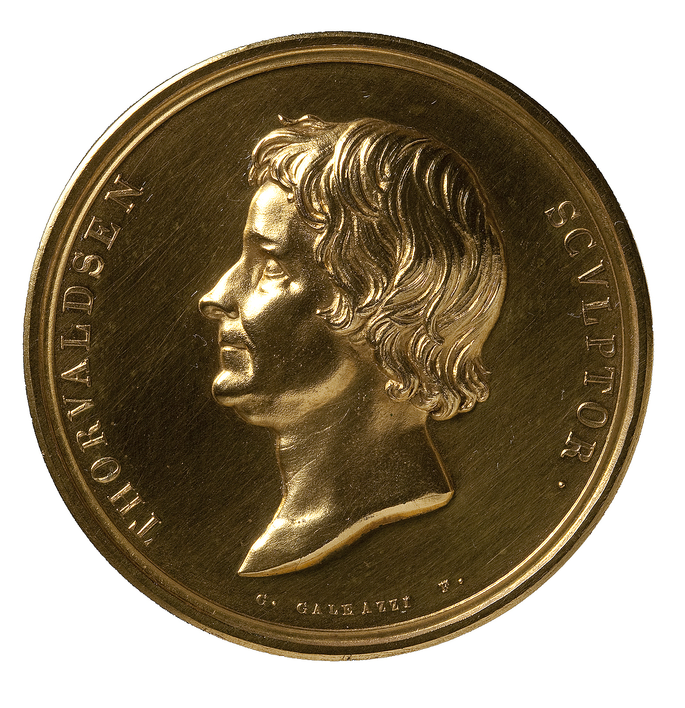 Medaljens forside: Portræt af Thorvaldsen