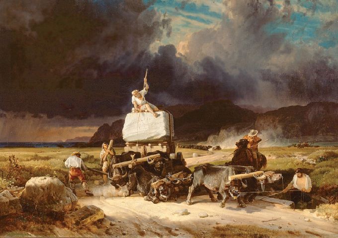 Friedrich Paul Nerly: Transporting Marble to Thorvaldsen in Rome