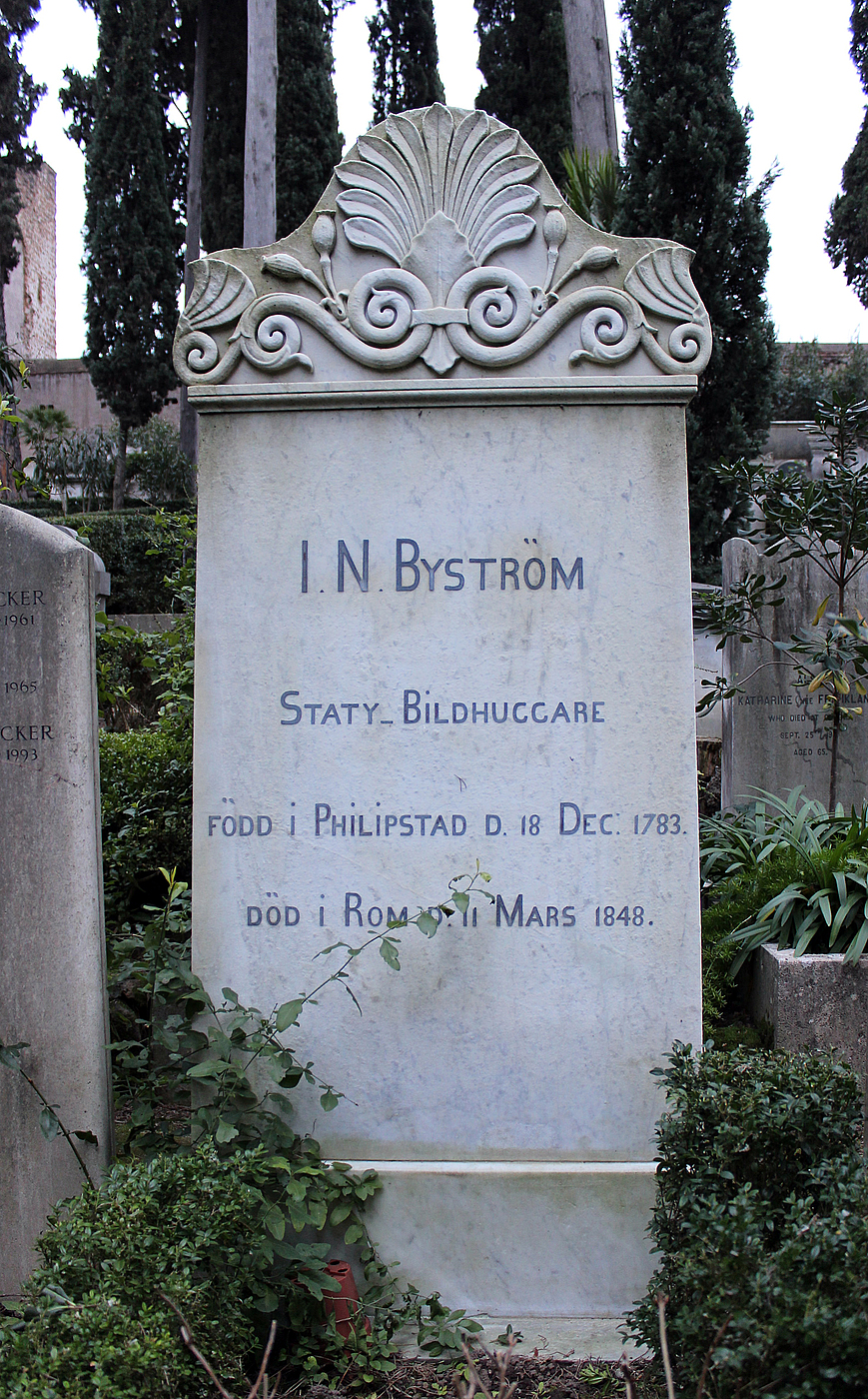 Gravmæle for J.N. Byström, Cimitero Acattolico
