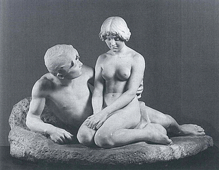 Stephan Sinding: Idyl, 1912, marmor, 95 x 149 x 102 cm. Betegnet, bagpå f.n.t.h.: Stephan Sinding. sc. / Paris 15.7. 1912. 1914. Ny Carlsberg Glyptotek, inv. nr. MIN 1755