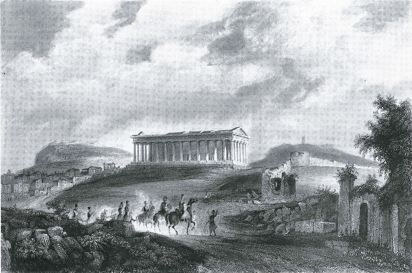 J. J. Wolfensberger: Udsigt mod Theseion set fra nordvest, ca. 1840