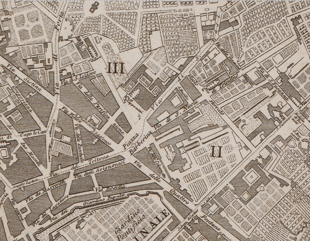 Piazza Barberina, Pietro Ruga, Pianta topografica di Roma moderna estratta dalla grande del Nolli an.1818