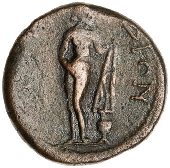 Bronzemønt med Afrodite fra Knidos, 211-217 e.Kr.