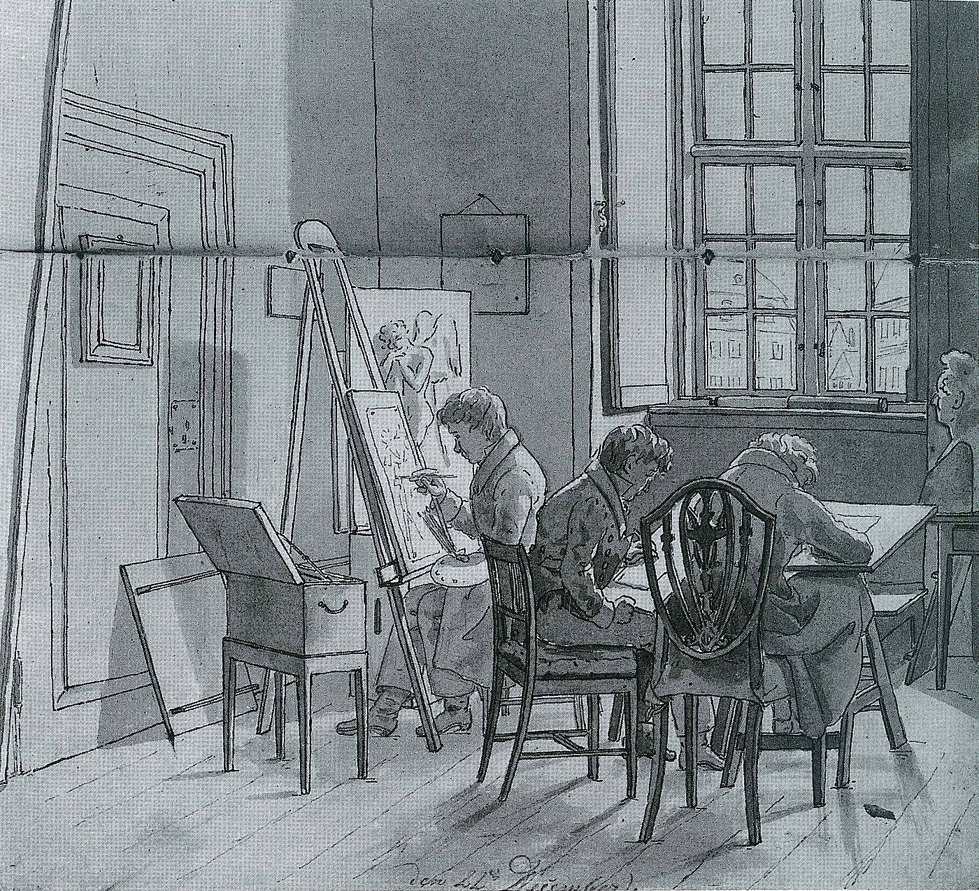 Martinus Rørbye: Interiør fra Kunstakademiet, 1825