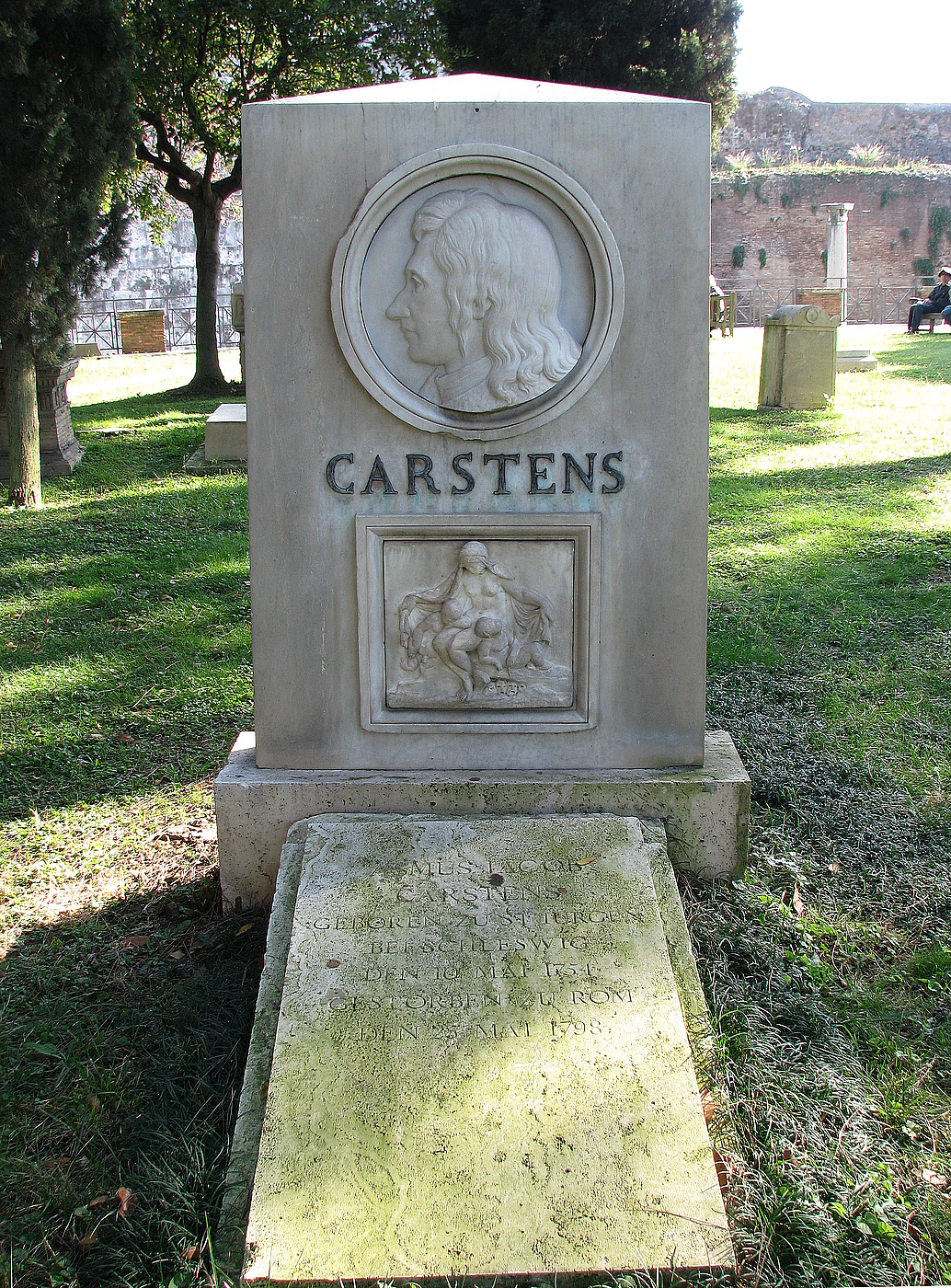 Gravmæle for A.J. Carstens, Cimitero Acattolico