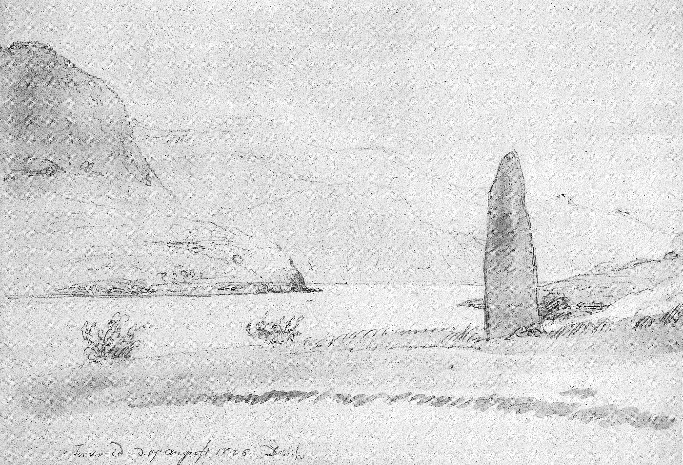J.C. Dahl: Bautasten ved Sognefjorden, 17. august 1826
