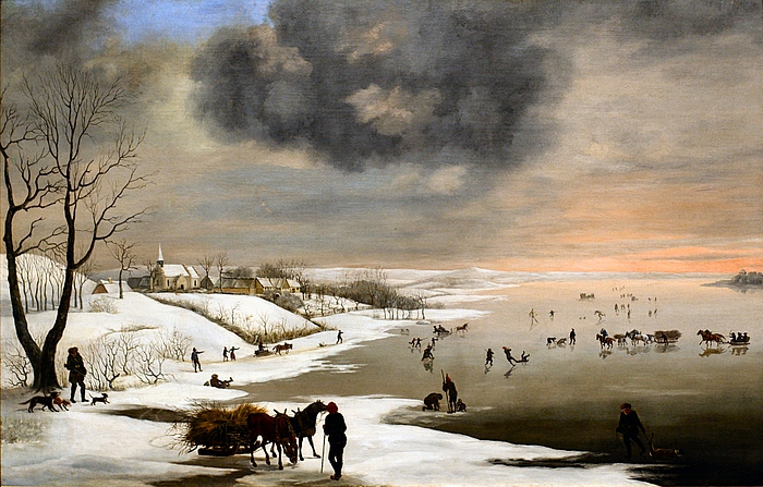 J.C. Gebauer: Vinterlandskab med Brabrand Kirke, 1831