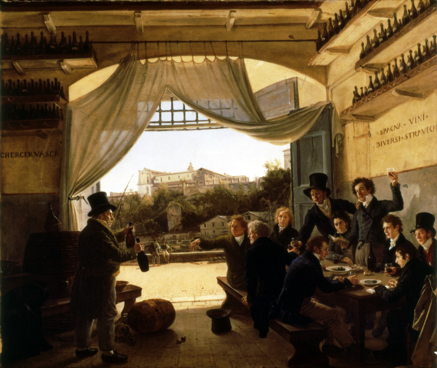 Franz Ludwig Catel: Kronprinz Ludwig in der Spanischen Weinschänke zu Rom, 1824