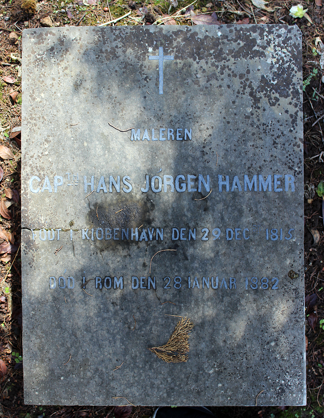 Gravmæle for H.J. Hammer, Cimitero Acattolico