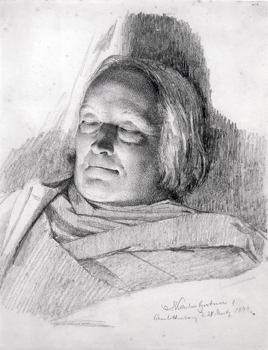 J.V. Gertner: Den døde Thorvaldsen, 25.3.1844
