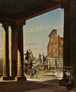 Kapitolium set fra kolonnaden på Konservatorpaladset i Rom