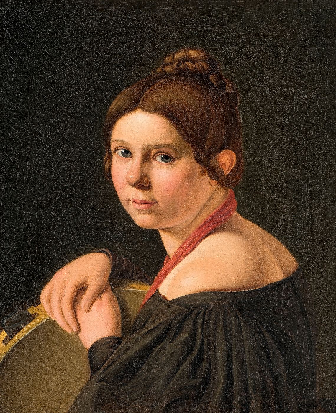 Albert Küchler: Marie Lehmann, f. Puggaard, som italienerinde med tamburin, u.å.