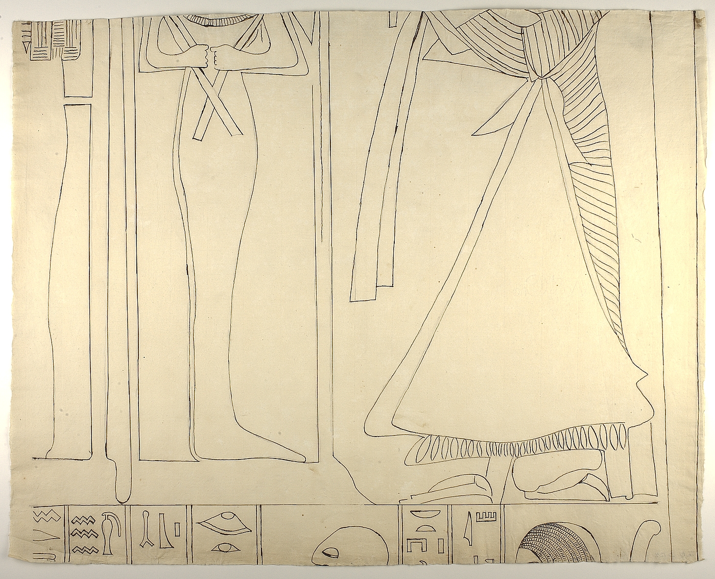 Motiv med figurer og hieroglyffer, midterste højre parti