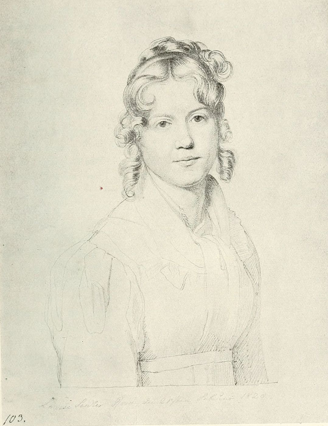 Carl Christian Vogel von Vogelstein (1788-1868): Louise Seidler in Rom, 1820, pen on paper, Staatliche Kunstsammlungen Dresden, Kupferstich-Kabinett