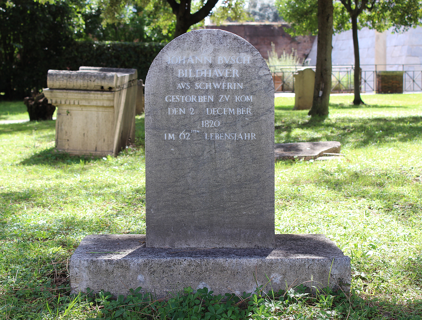 Gravmæle for J.J. Busch, Cimitero Acattolico