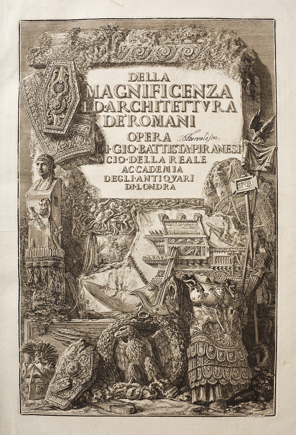Giovanni Battista Piranesi: Della Magnificenza e d&#x27;Architettura de&#x27; Romani, Roma, 1761, titelblad