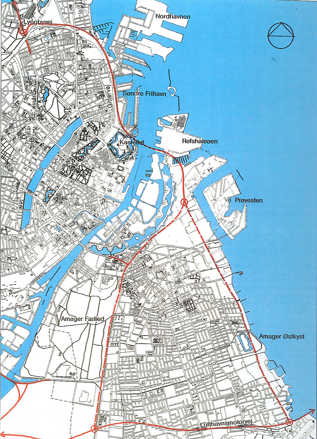 Forslag til vej- og tunnelføring til aflastning af trafikken i Indre By. 1997