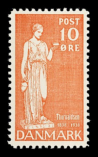 Prøvetryk af udkast til et dansk frimærke med Thorvaldsens Hebe