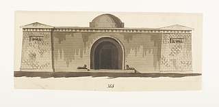 Udkast til et mausoleum eller gravkapel i antik stil, opstalt af facade