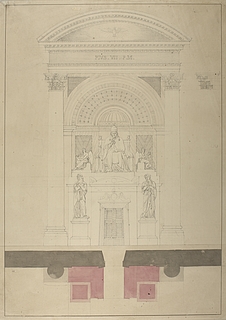 Opstillingsforslag for monument over Pius 7., grundplan og opstalt