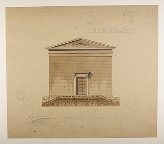 Udkast til et mausoleum eller gravkapel i antik stil, opstalt af facade