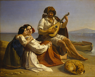 August Heinrich Riedel: Neapolitanishe Fischerfamilie am Strand, 1833 - Copyright gehört Thorvaldsens Museum