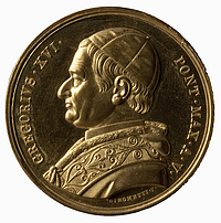 Medalje forside: Pave Gregor 16.