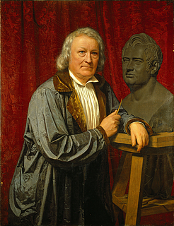 Portræt af Thorvaldsen med Adam Oehlenschlägers buste