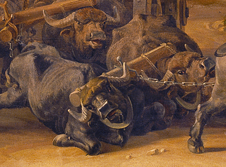 Friedrich Nerly: Buffaloes Dragging a Block of Marble, detail