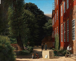 Antagelig Ferdinand Richardt: Botanisk Have med Thorvaldsen, omkring 1840, privateje.