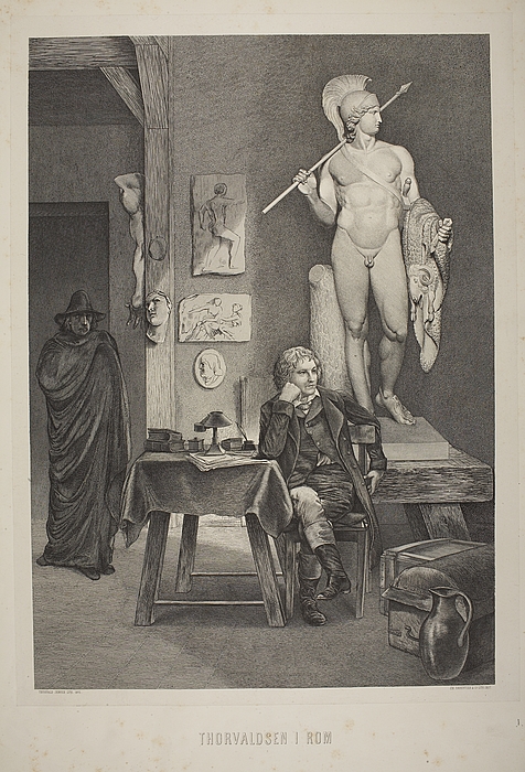 Thomas Hope træder ind i Thorvaldsens atelier for at købe Jason