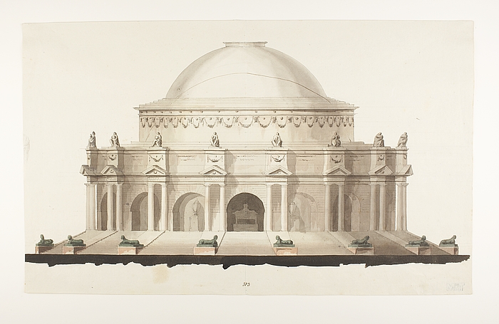 Udkast til et mausoleum eller gravkapel i antik stil, opstalt af facade D861 - Thorvaldsens Museum