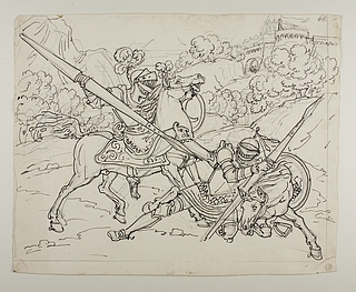 Don Quixote angribes af Måneridderen