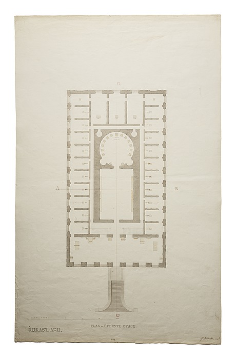 Thorvaldsens Museum, udkast No.2 plan af første sal