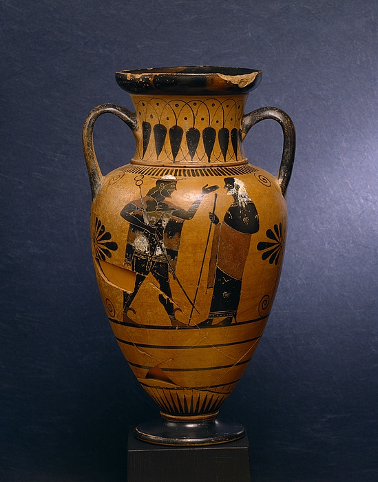 Amfora med Herakles og Triton (A) og Hermes og Nereus (B). Græsk