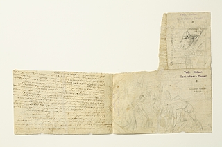 Bertel Thorvaldsen, Del af dagbog med skitser efter Caravaggiom m.fl., Inv.nr. m30 I, nr. 5-6 - Copyright tilhører Thorvaldsens Museum
