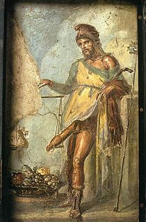 Unknown artist, Priapus, fresco from Casa dei Vettii, Pompeii, ca. 65-79 AD, Naples National Archaeological Museum [formerly the Real Museo Borbonico]