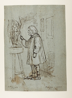 Caricature of Thorvaldsen in his workshop
