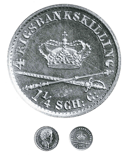 Revers og sølvmønter på Christian 8.s tid